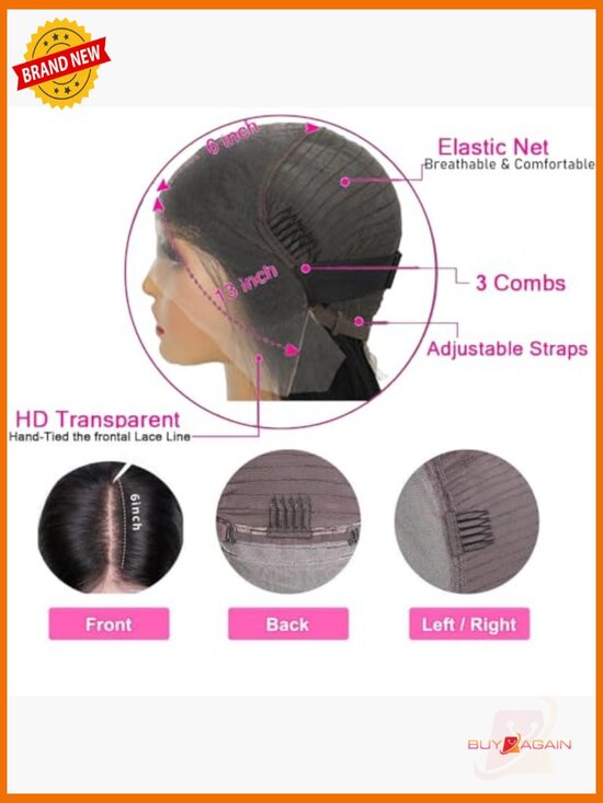 200% Density Human Hair Deep Wave Lace Front Wig 13x6 Pre Plucked main image 3